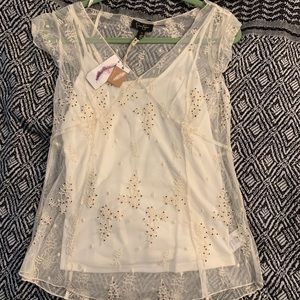 NWT Ladies see through beaded blouse with tank